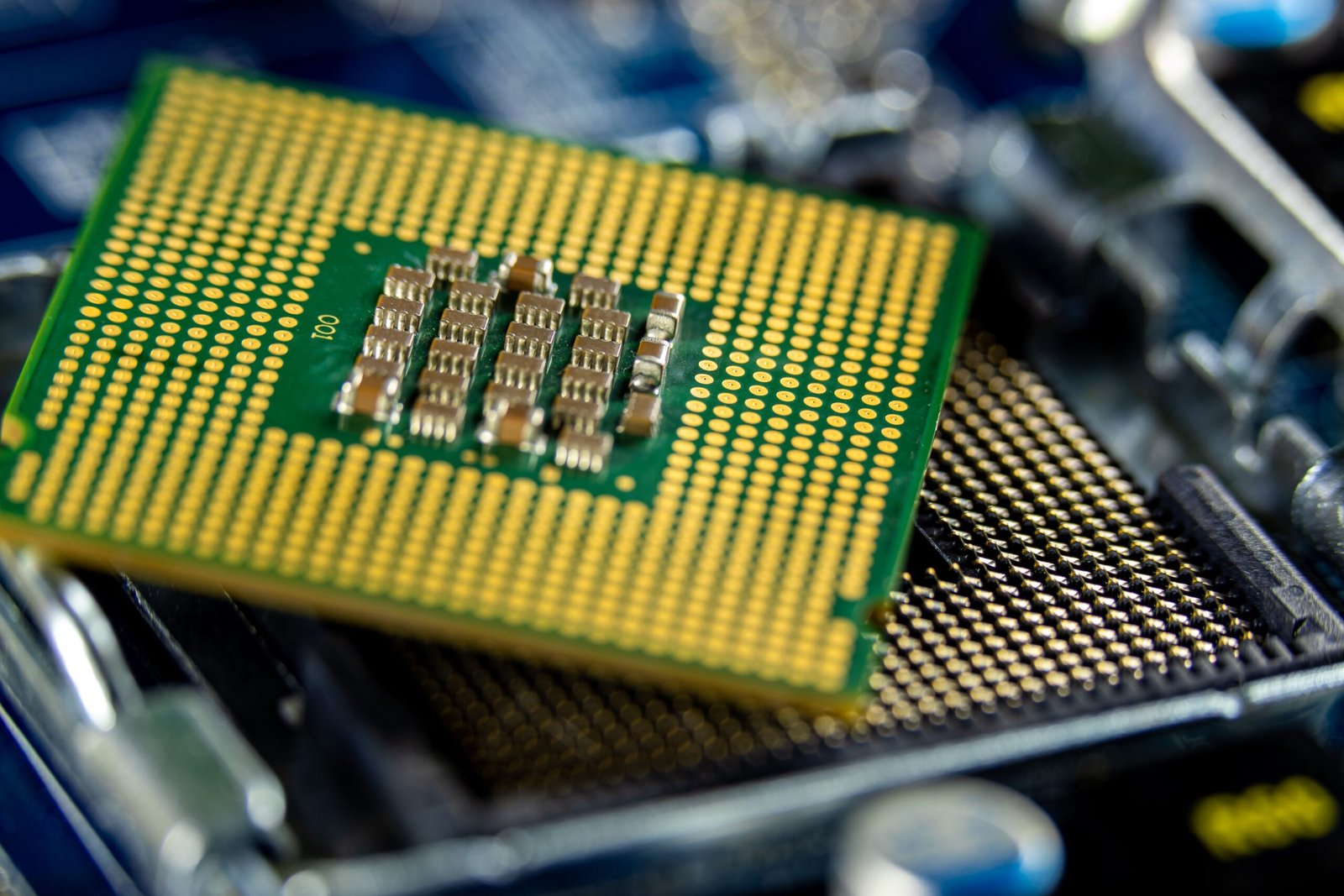 Close-up of a computer processor chip