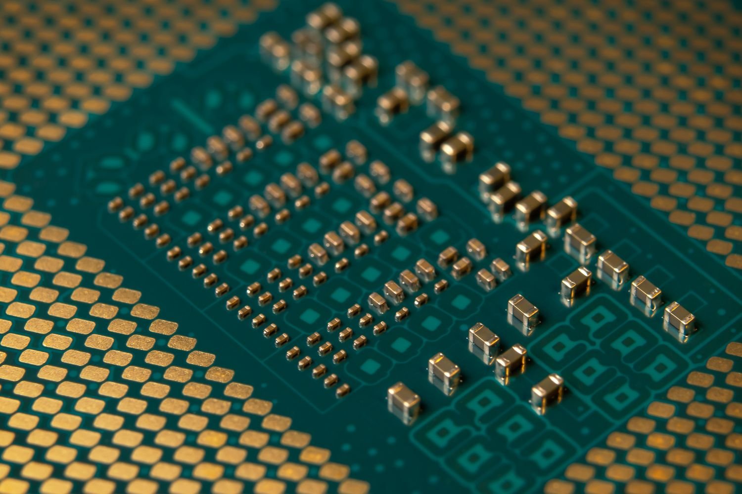 close up of a modern microprocessor circuit board